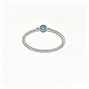 Turquoise and Zirconia Ring Rhodium Plating Vintage
